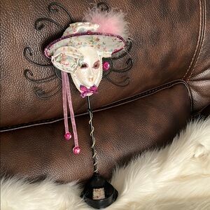 Elegant Floral Mask with Hat Decor